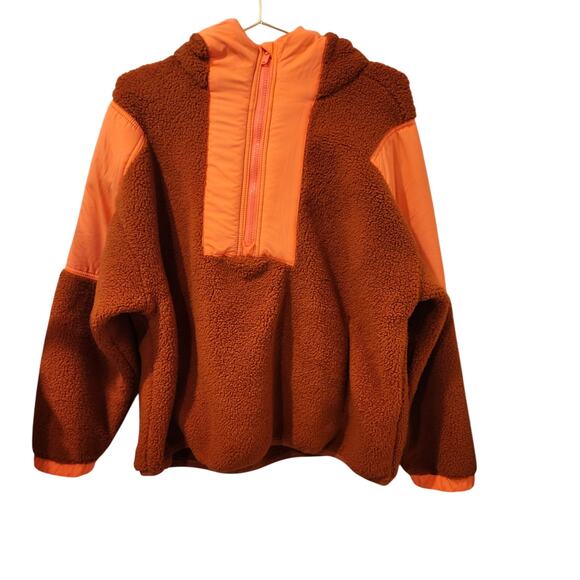 Free People Lead The Pack Neon Coral Pullover Fleece Size medium - Picture 3 of 7